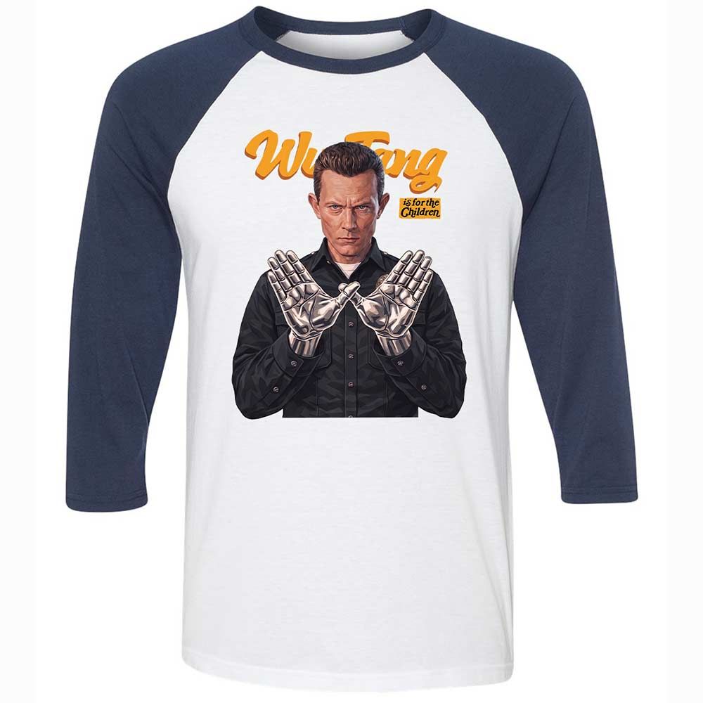 Unisex 3/4 Baseball Tee - Black - White/Navy - 8
