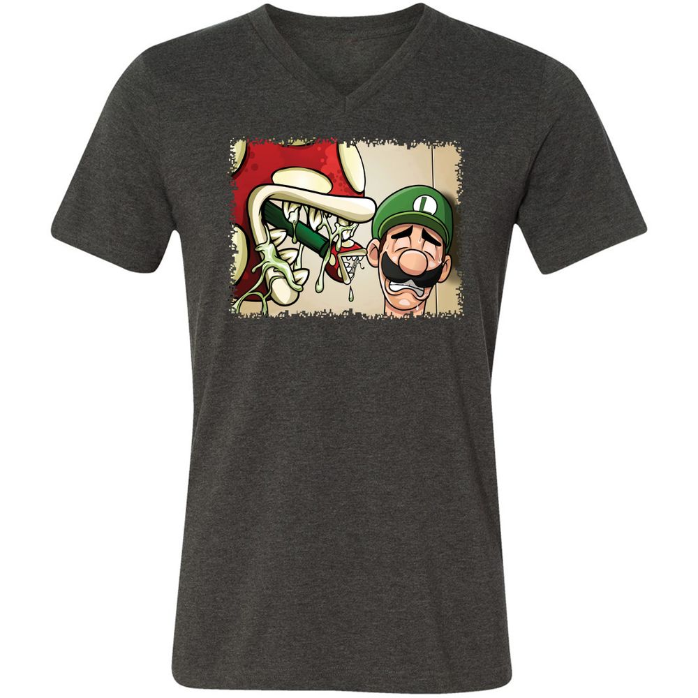 Unisex V-Neck T-Shirt - XJW8PZVB - Dark Grey Heather - 9