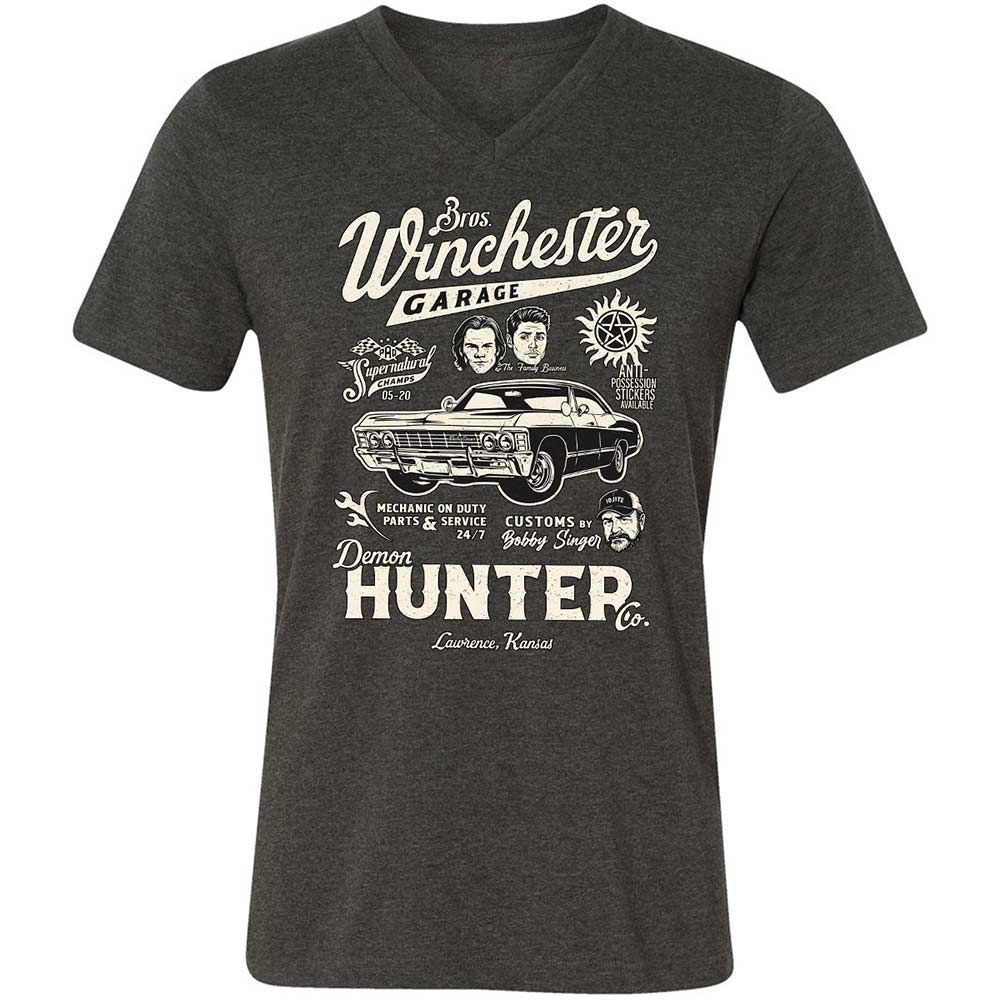 Unisex V-Neck T-Shirt - JQEEAHY8 - Dark Grey Heather - 9