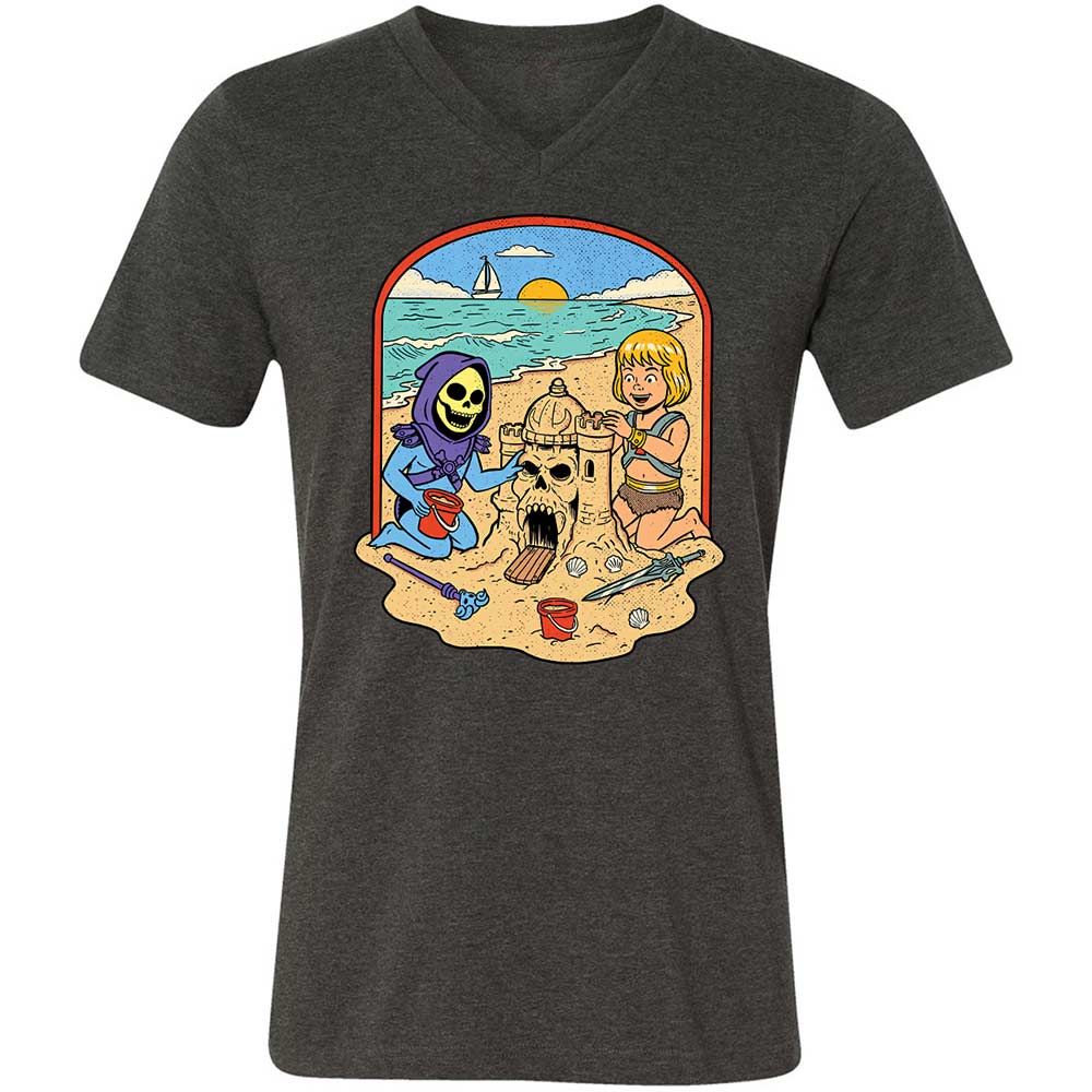 Unisex V-Neck T-Shirt - 4QX3H2ES - Dark Grey Heather - 9