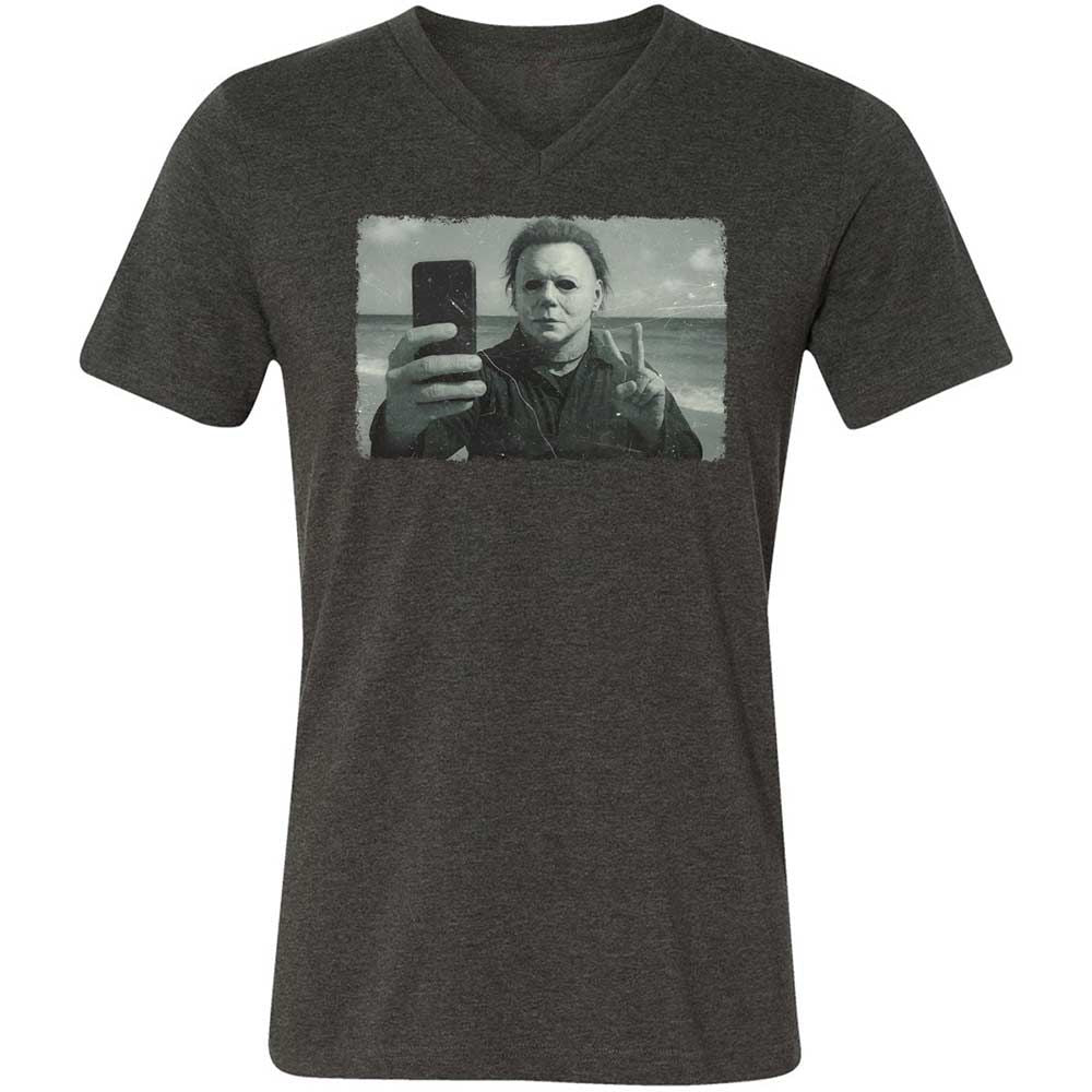 Unisex V-Neck T-Shirt - 8QT7X672 - Dark Grey Heather - 9