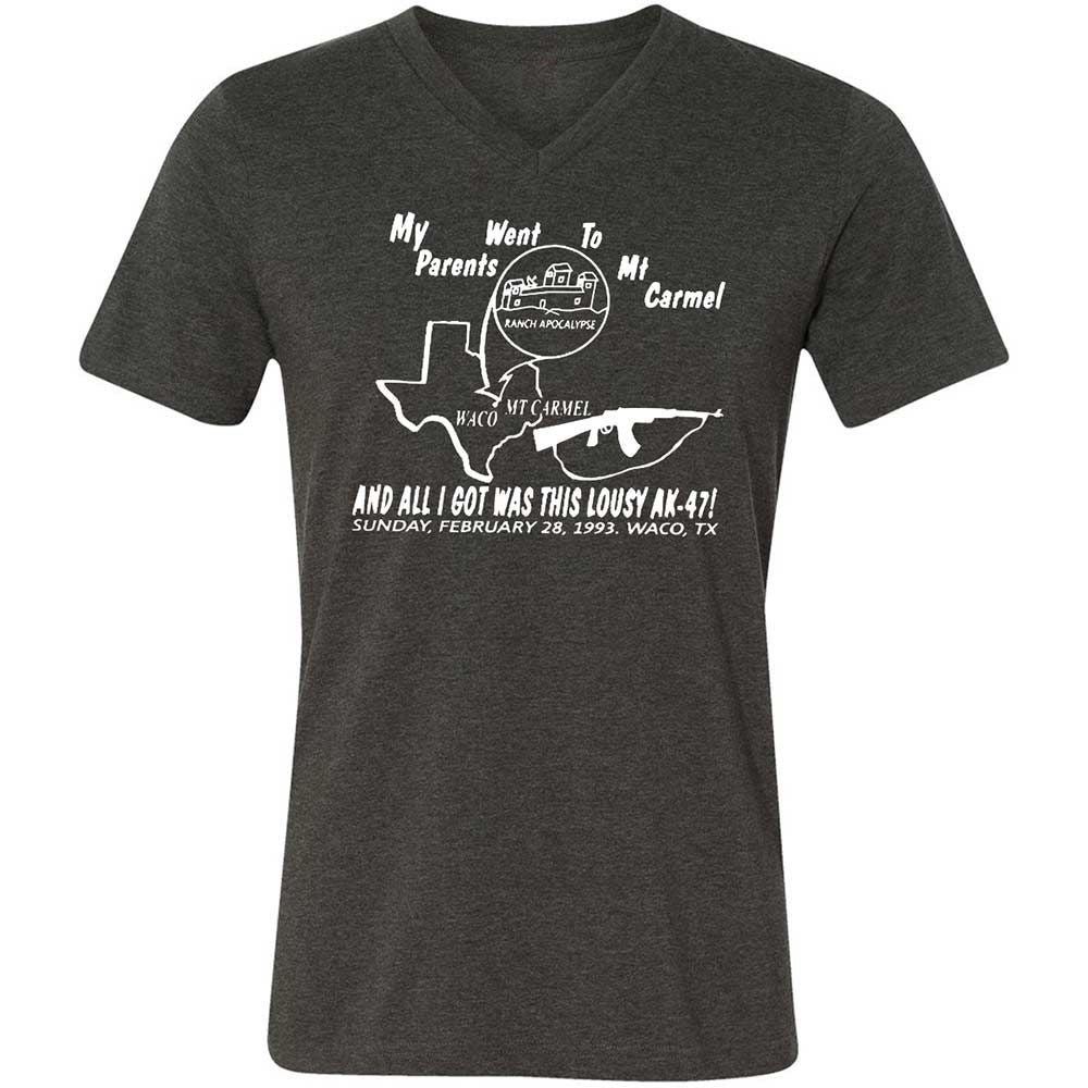 Unisex V-Neck T-Shirt - GNMLJTWC - Dark Grey Heather - 9