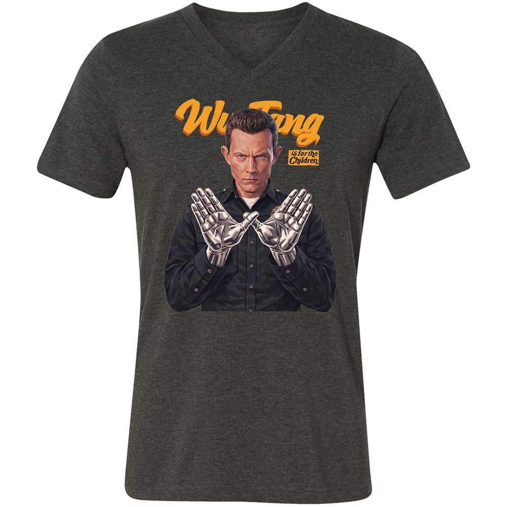Unisex V-Neck T-Shirt - Black - Dark Grey Heather - 9
