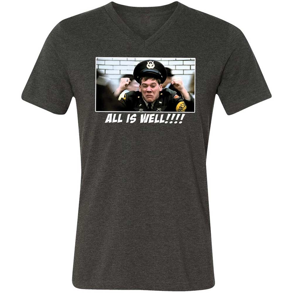Unisex V-Neck T-Shirt - Q6XM7DZE - Dark Grey Heather - 9