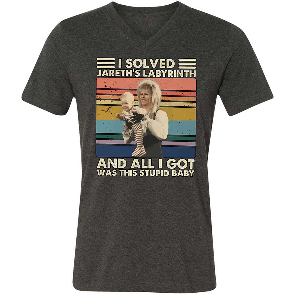 Unisex V-Neck T-Shirt - BZP1K3J1 - Dark Grey Heather - 9