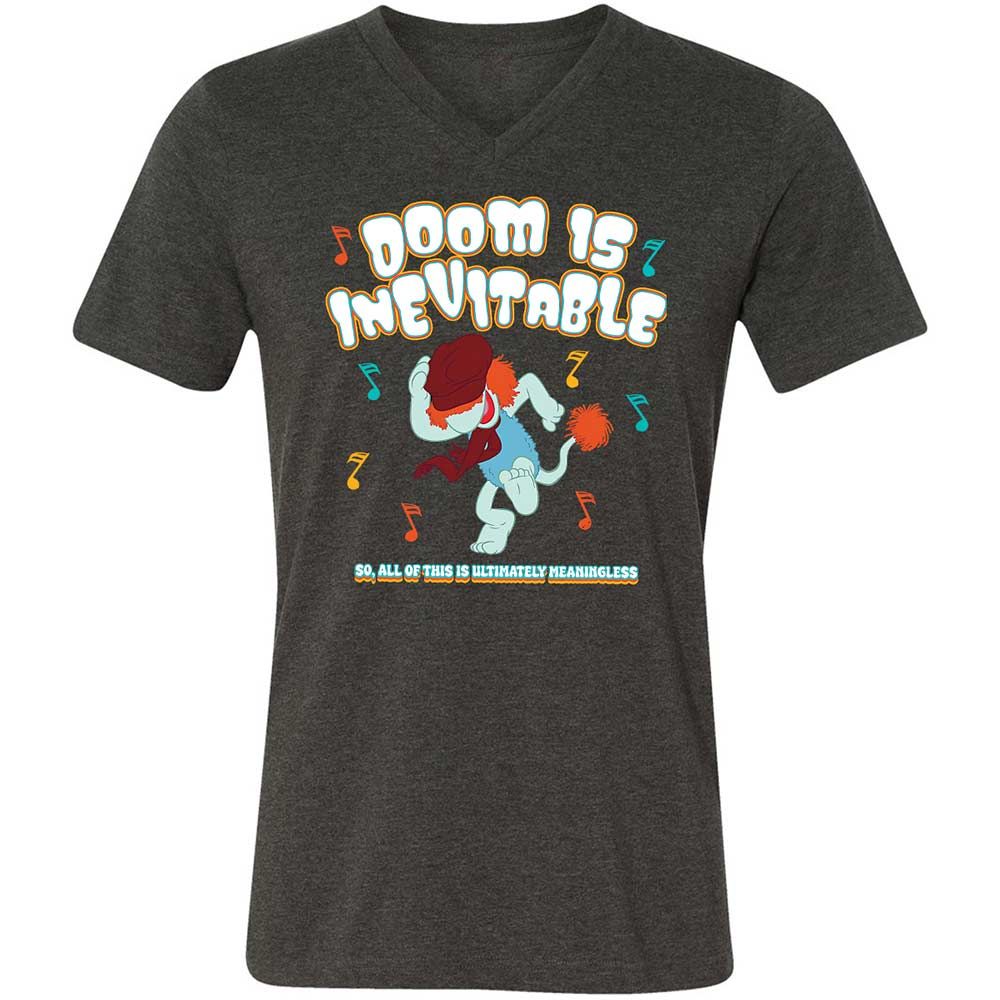 Unisex V-Neck T-Shirt - QKK5GVSX - Dark Grey Heather - 9