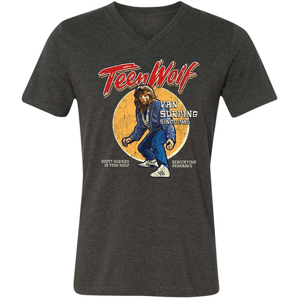 Unisex V-Neck T-Shirt - R9XFT5J6 - Dark Grey Heather - 9