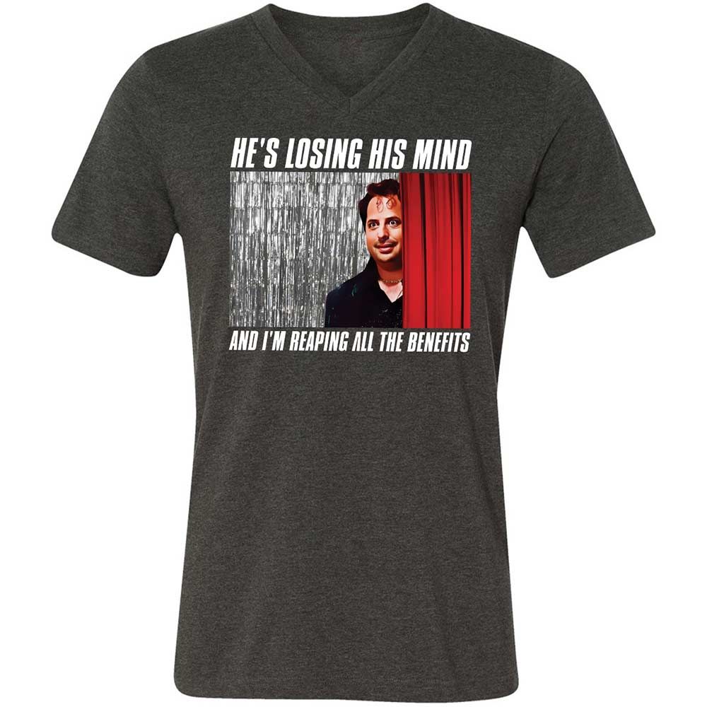 Unisex V-Neck T-Shirt - P4BUF1LH - Dark Grey Heather - 9