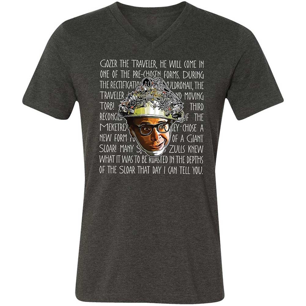 Unisex V-Neck T-Shirt - W1X6DM6J - Dark Grey Heather - 9