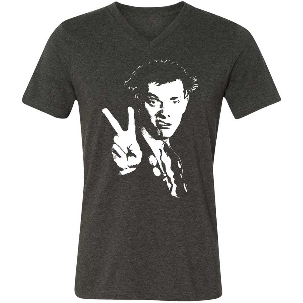 Unisex V-Neck T-Shirt - Black - Dark Grey Heather - 9