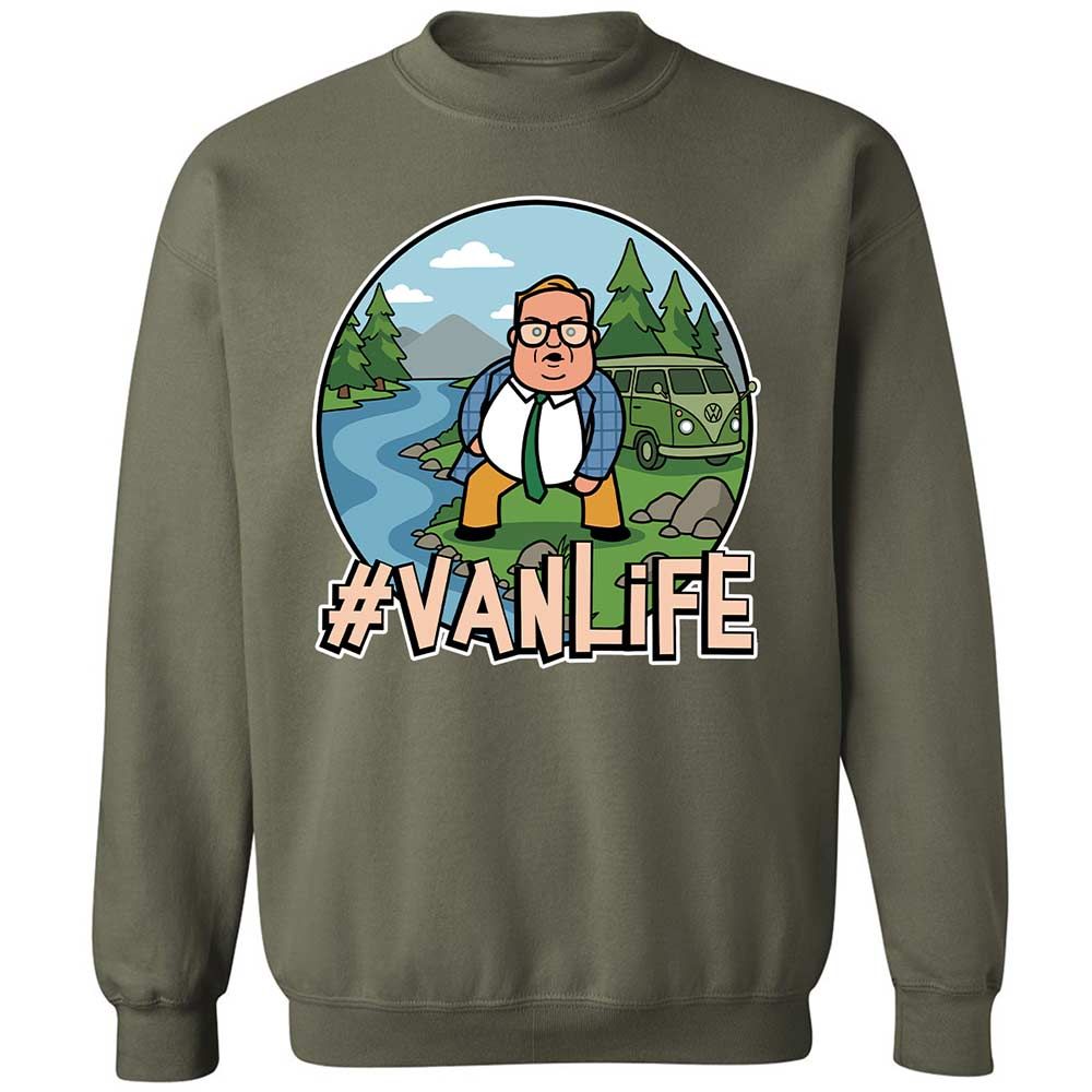 Vanlife living in a van down by the river - Military Green - 9