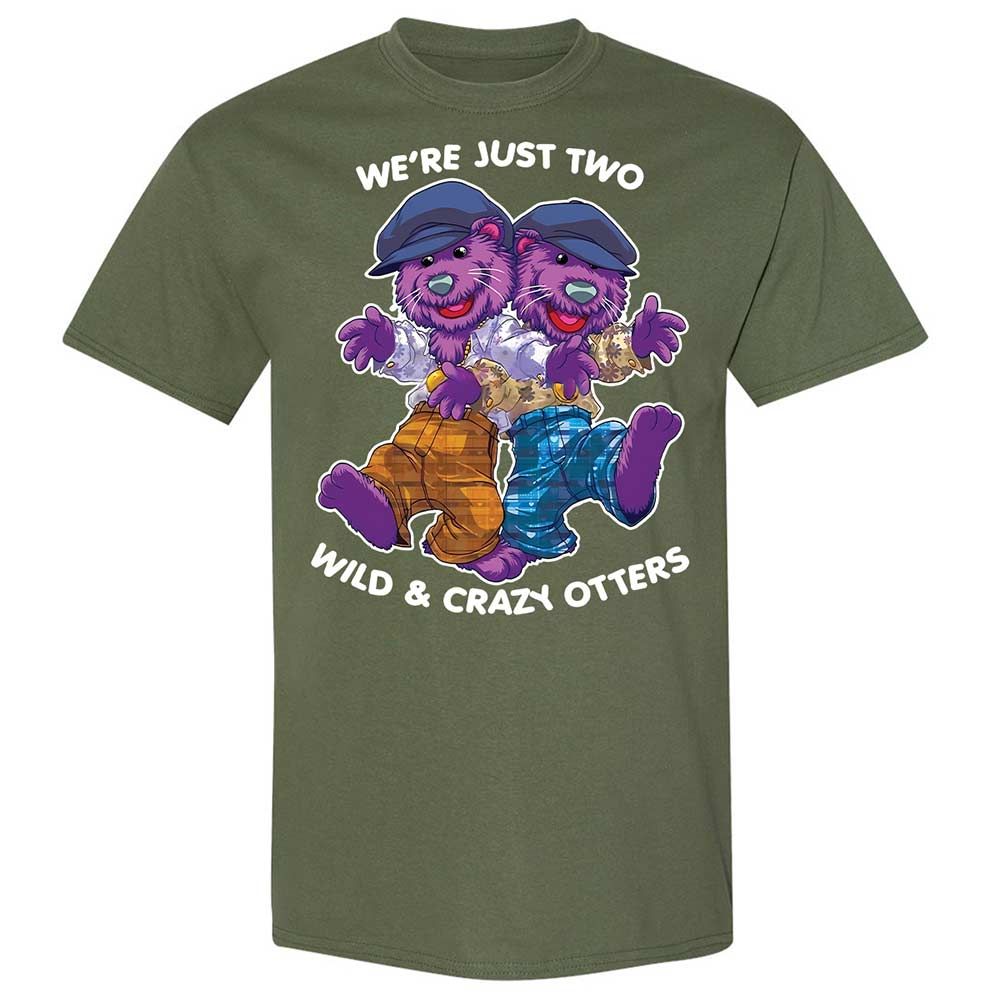 Two wild & crazy otters - Military Green - 9