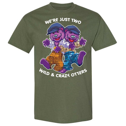 Two wild & crazy otters - Military Green - 9