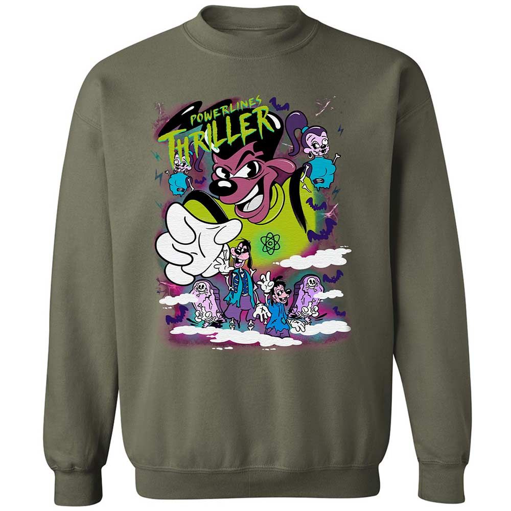 Vintage Pop Cartoon Horror Mashup - Military Green - 9