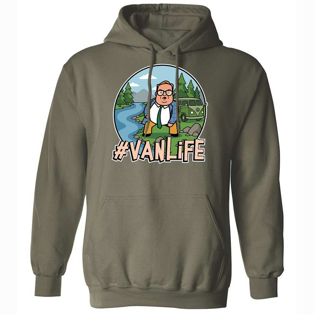 Vanlife living in a van down by the river - Military Green - 9