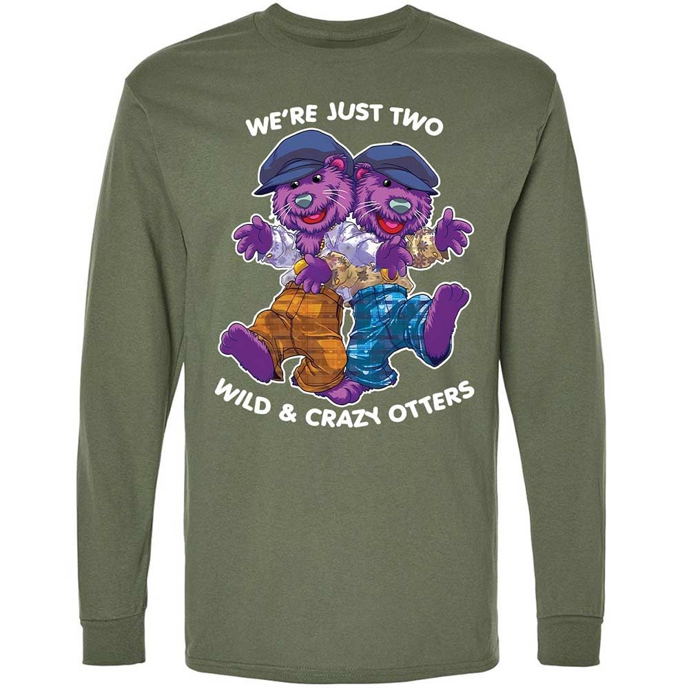 Two wild & crazy otters - Military Green - 9