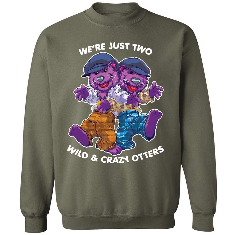Two wild & crazy otters - Military Green - 9