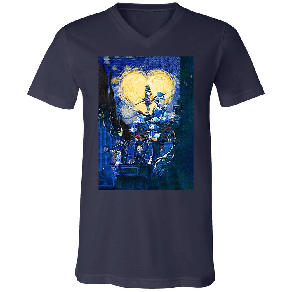 Unisex V-Neck T-Shirt - QRDMQX8G - Navy - 9