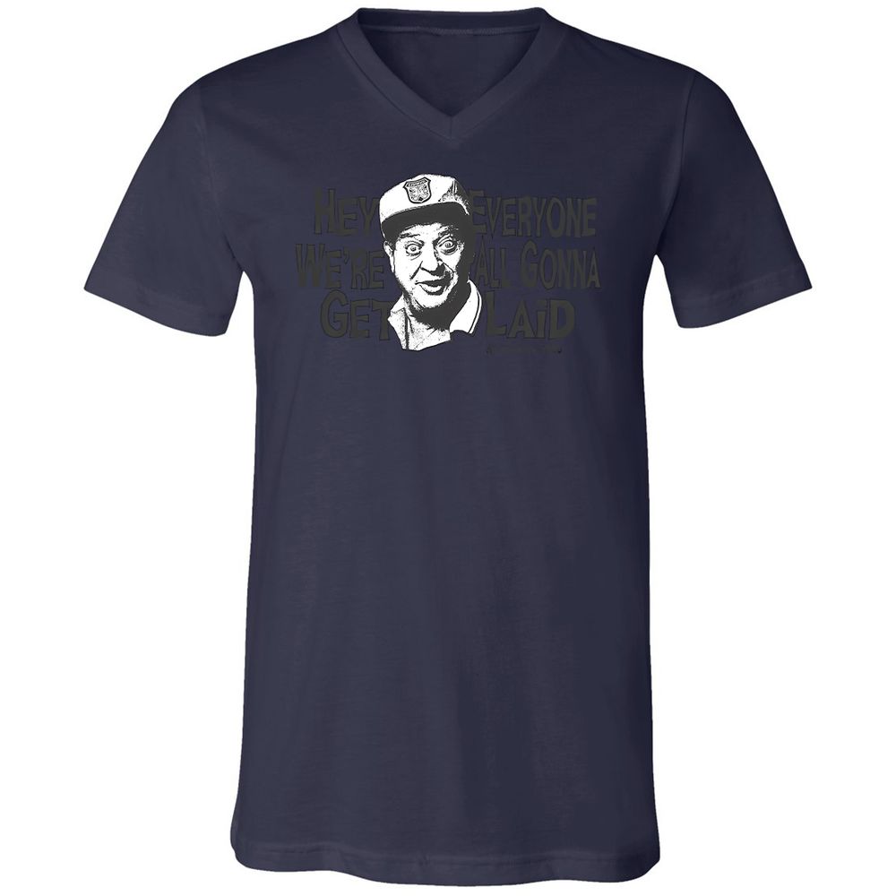 Unisex V-Neck T-Shirt - QH64ZL82 - Navy - 9