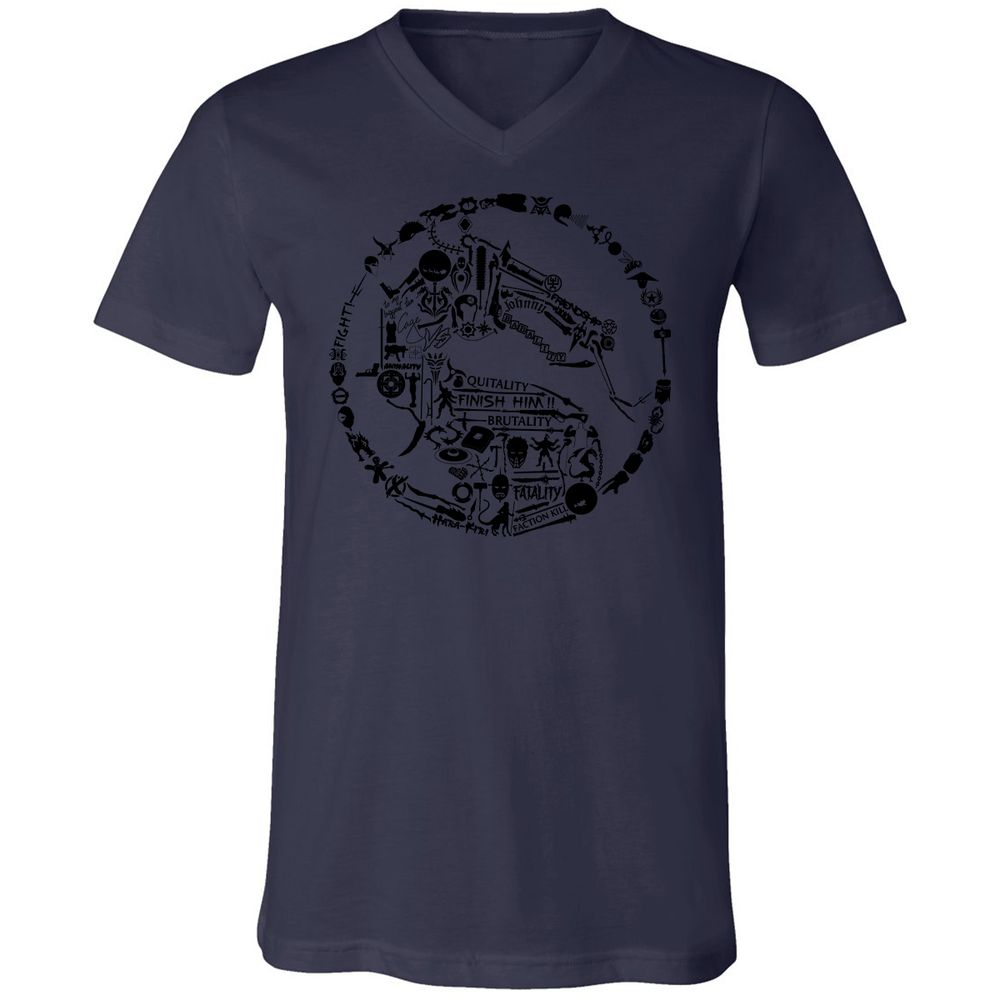 Unisex V-Neck T-Shirt - TKJLQC5X - Navy - 9