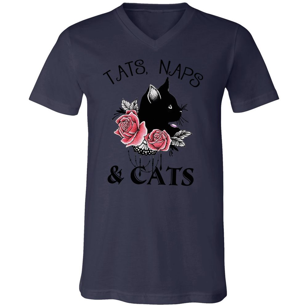 Unisex V-Neck T-Shirt - 8CW9JD1E - Navy - 9