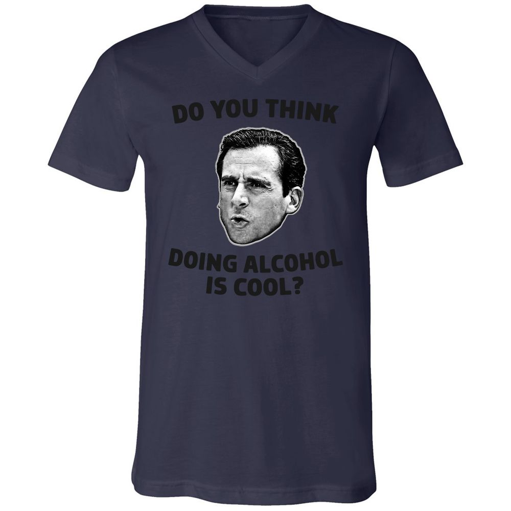 Unisex V-Neck T-Shirt - W64WGUKF - Navy - 9