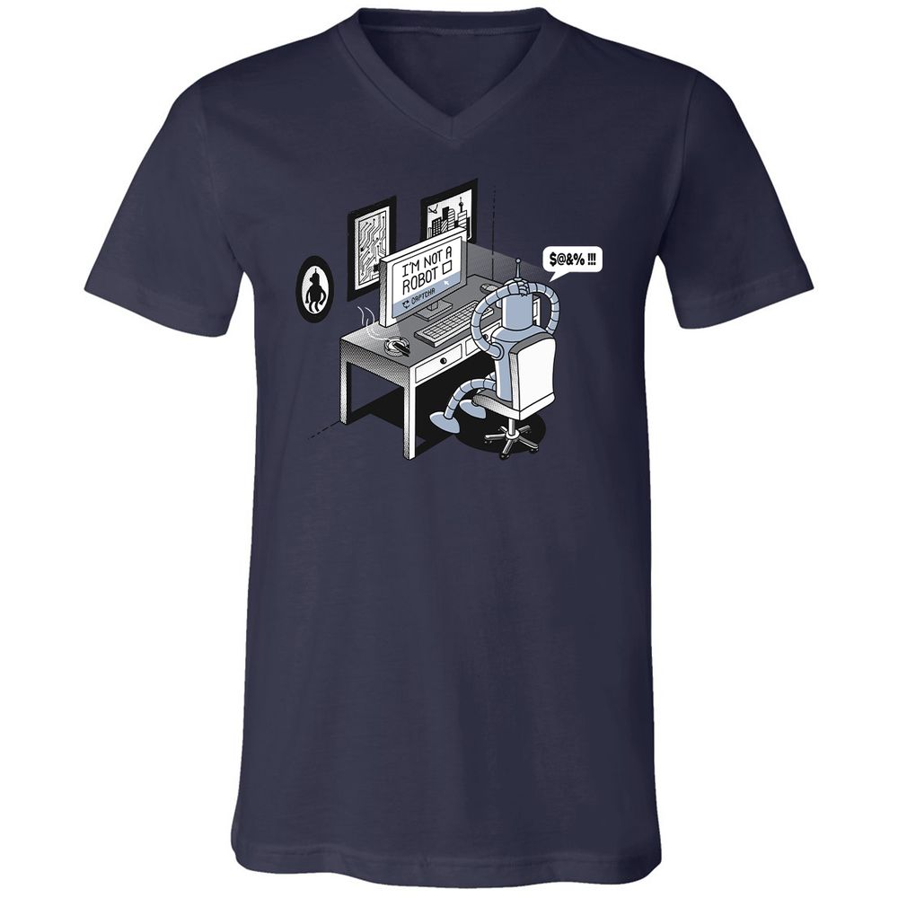 Unisex V-Neck T-Shirt - T6VA6F1U - Navy - 9