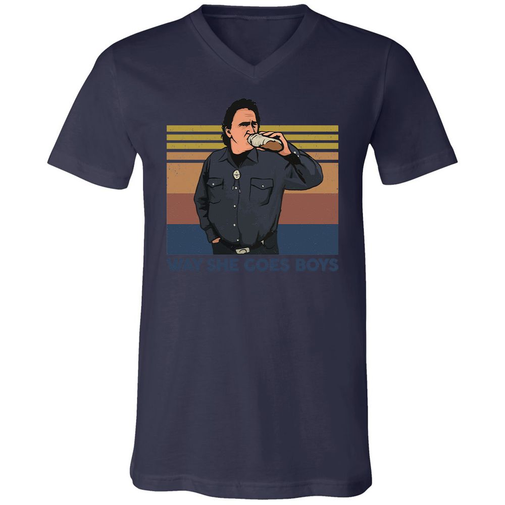 Unisex V-Neck T-Shirt - DQYHL8TK - Navy - 9