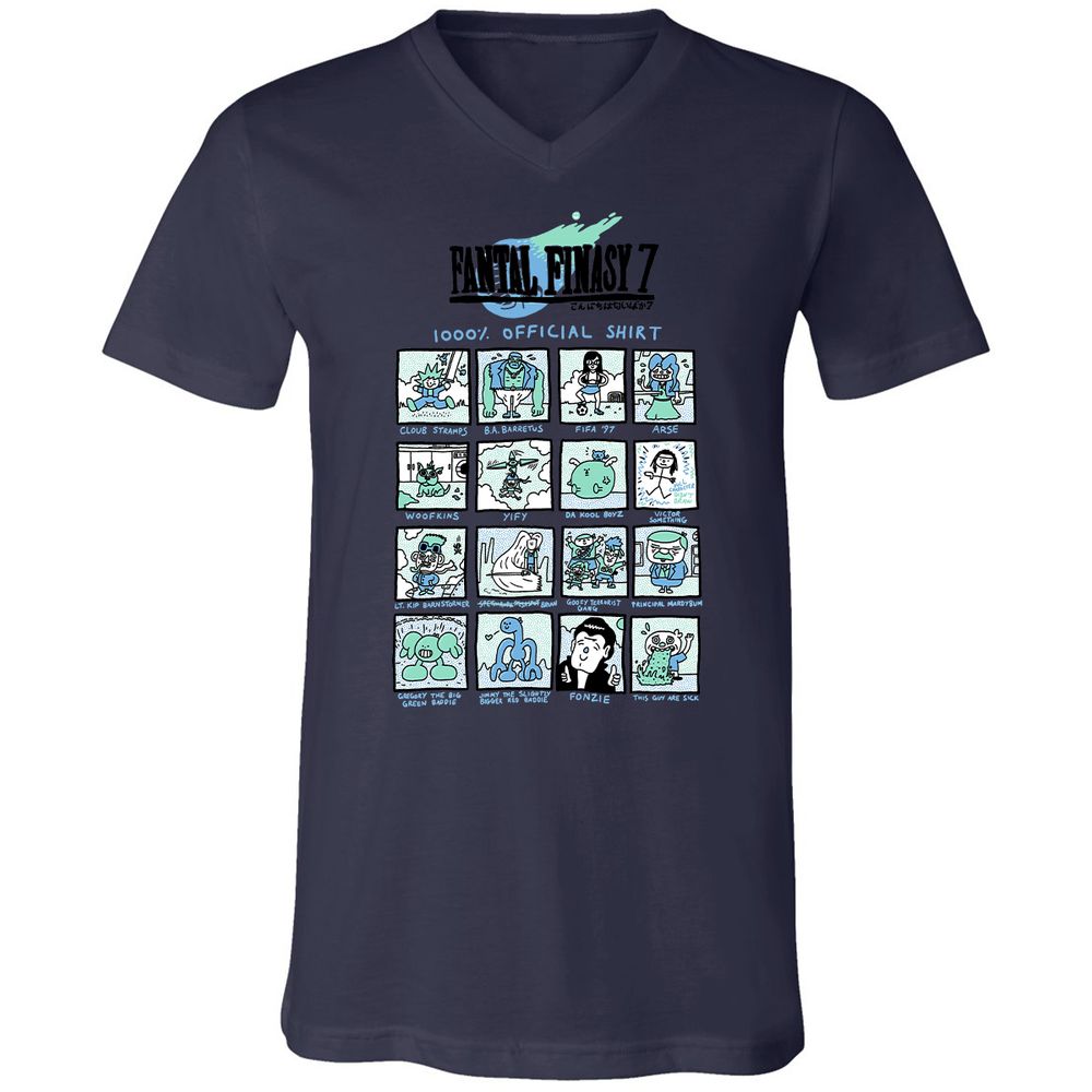 Unisex V-Neck T-Shirt - RRKAWG9L - Navy - 9