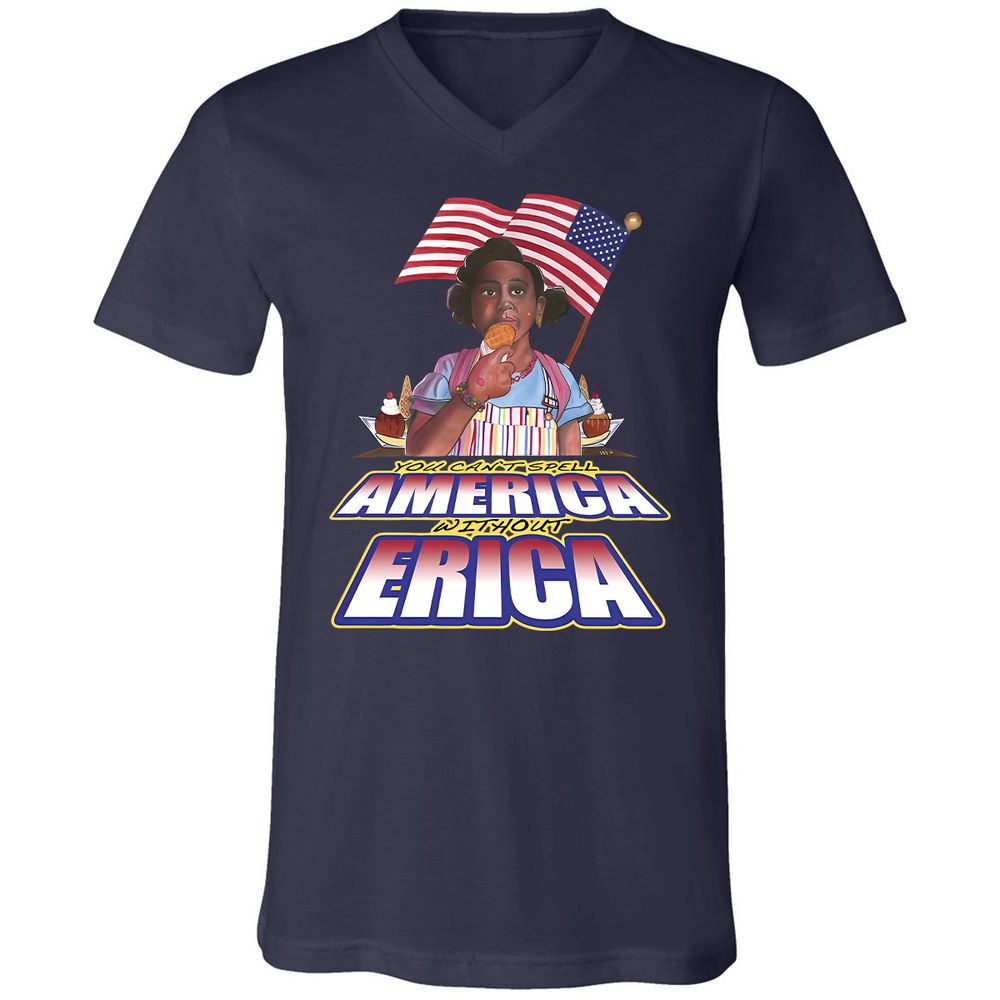 Unisex V-Neck T-Shirt - 3B864LQM - Navy - 9