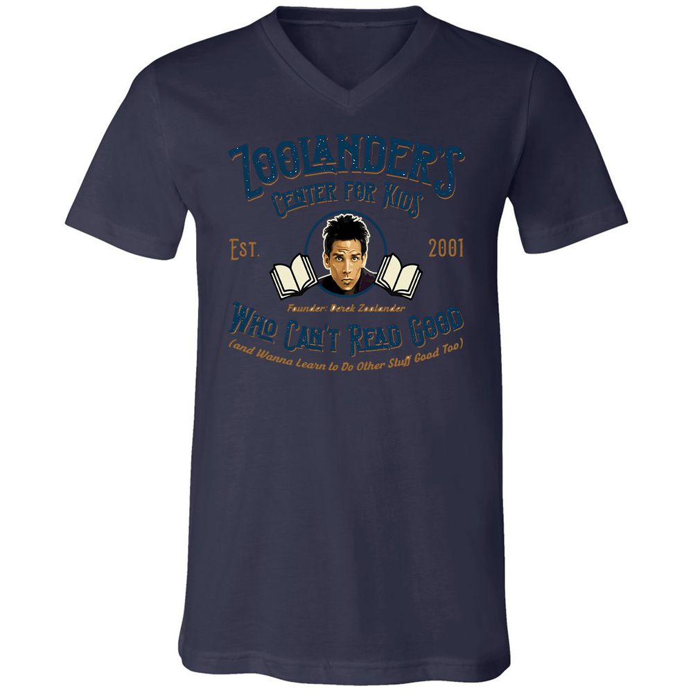Unisex V-Neck T-Shirt - EVHZ8NUY - Navy - 9
