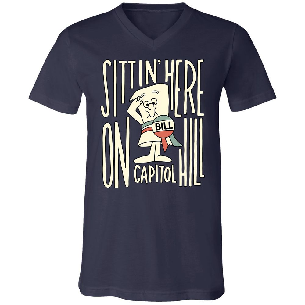 Unisex V-Neck T-Shirt - P8MMKY8J - Navy - 9