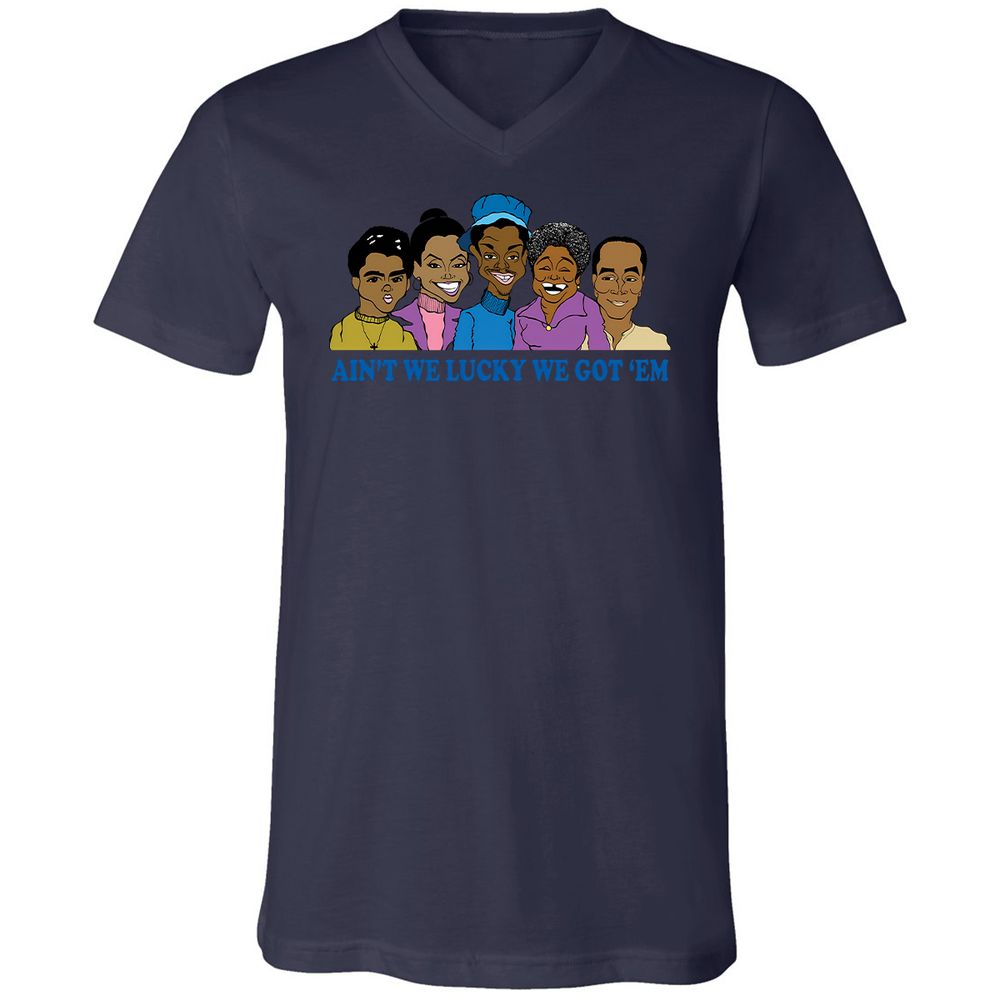 Unisex V-Neck T-Shirt - Q2X1JVQB - Navy - 9