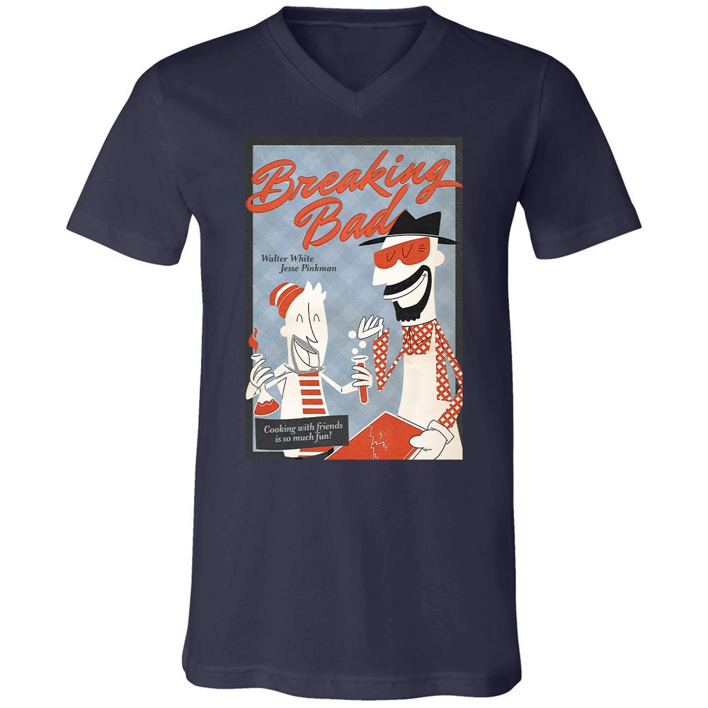Unisex V-Neck T-Shirt - 3C5ZK7QT - Navy - 9