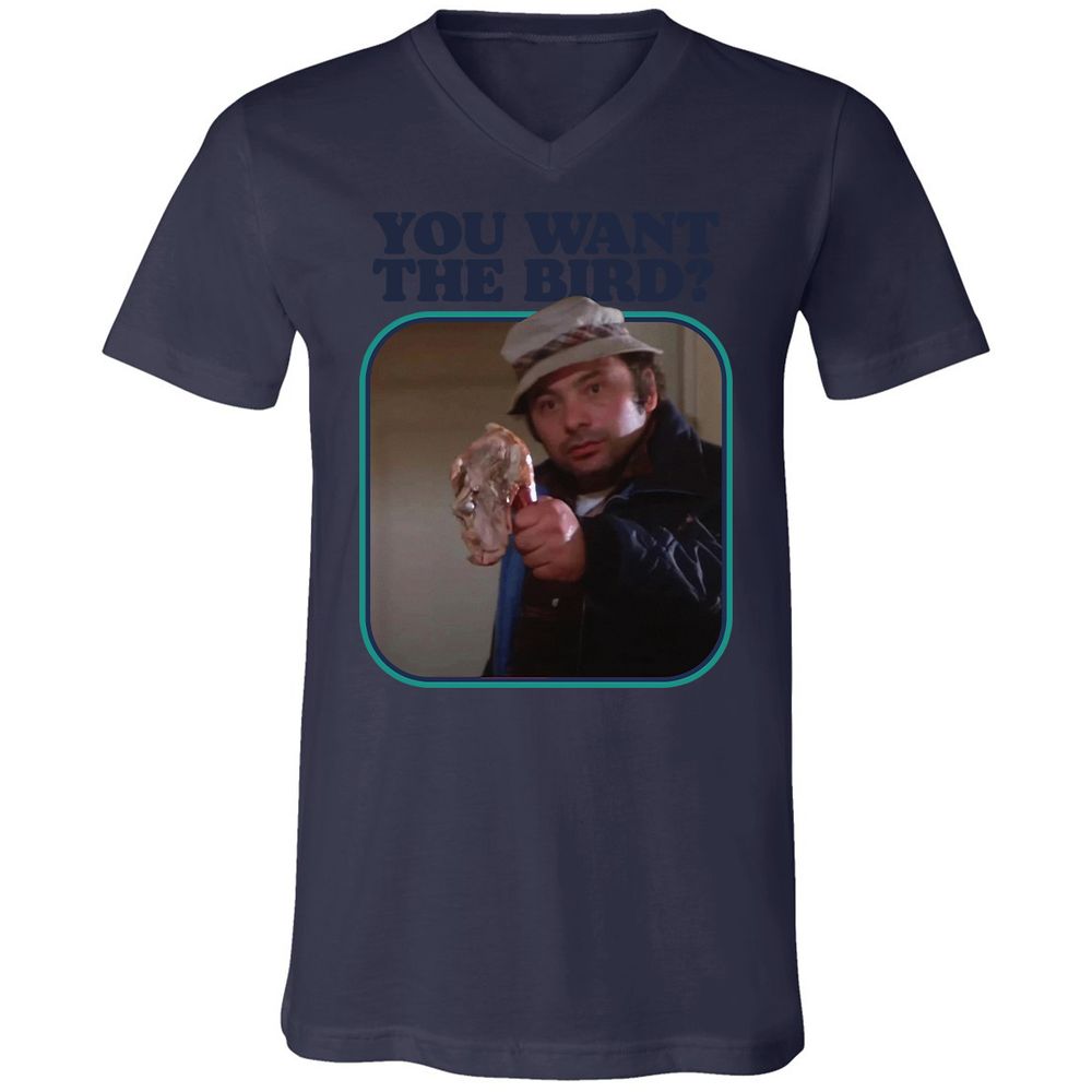 Unisex V-Neck T-Shirt - Q6R4GD3Q - Navy - 9