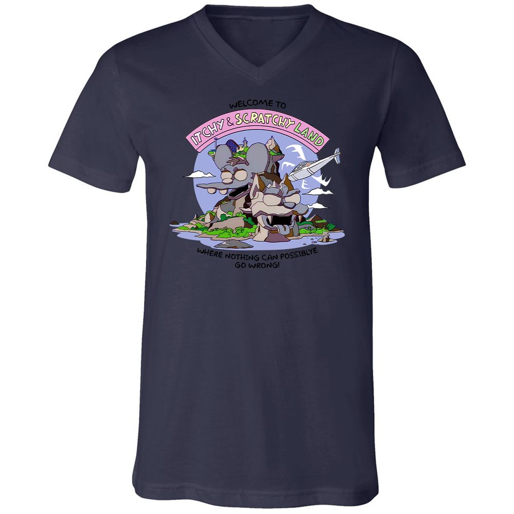 Unisex V-Neck T-Shirt - H6RRC4M5 - Navy - 9