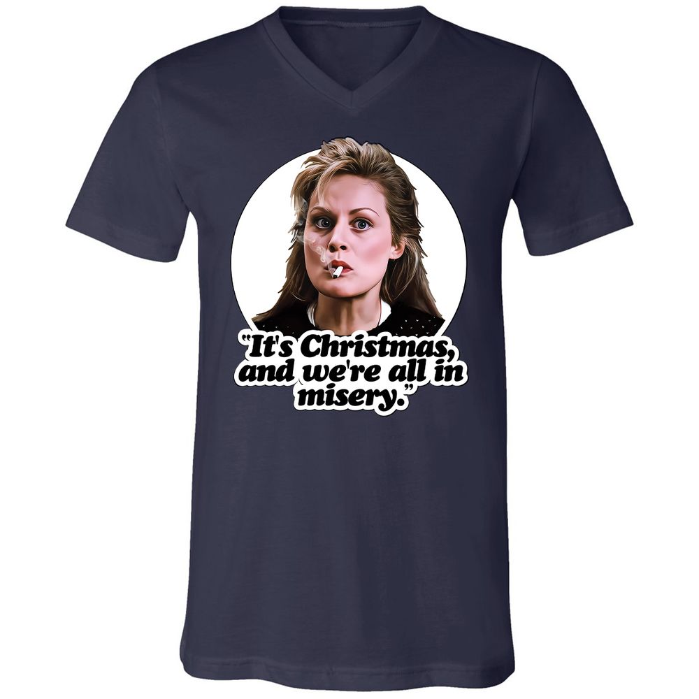 Unisex V-Neck T-Shirt - VQAU5RWZ - Navy - 9