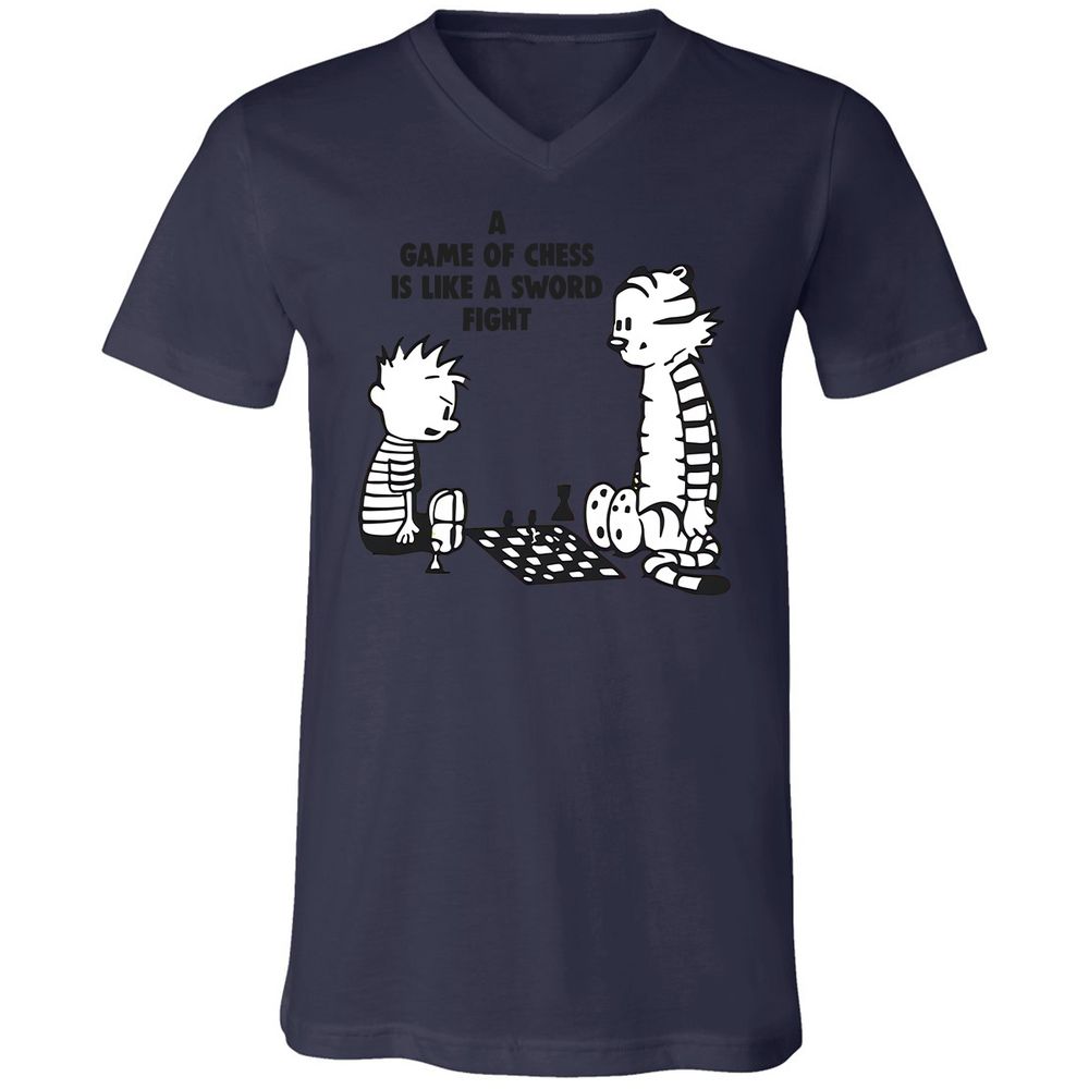 Unisex V-Neck T-Shirt - 7CKZX5JC - Navy - 9