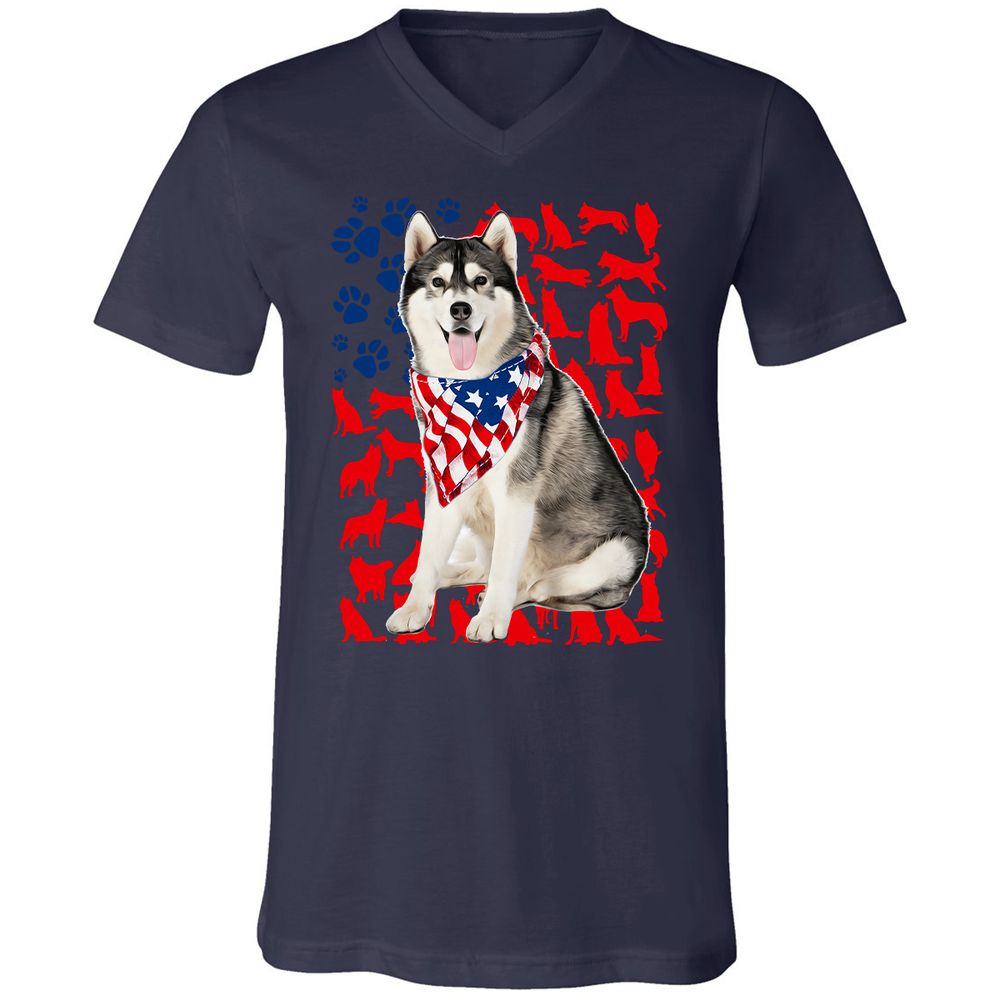 Unisex V-Neck T-Shirt - 7WALB3SP - Navy - 9