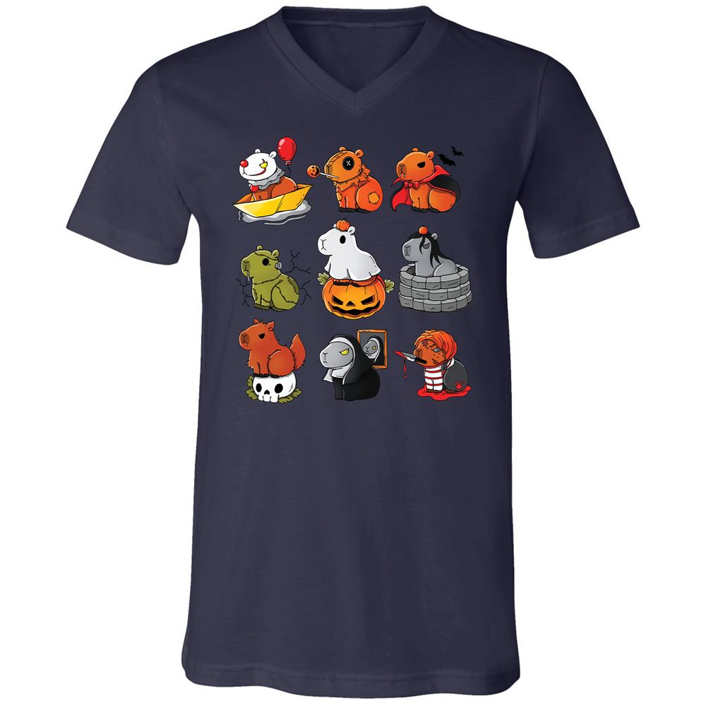 Unisex V-Neck T-Shirt - ZKGSTA7R - Navy - 9