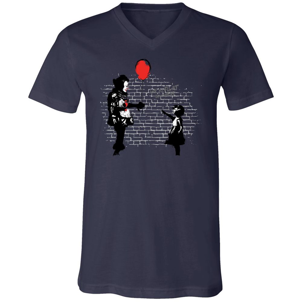 Unisex V-Neck T-Shirt - C7X85UJN - Navy - 9