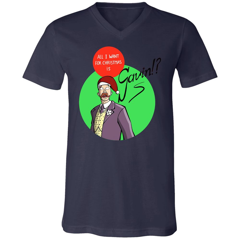 Unisex V-Neck T-Shirt - 6T6VDAM3 - Navy - 9