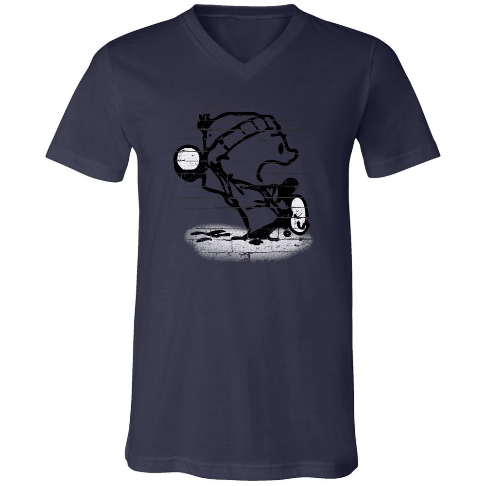 Unisex V-Neck T-Shirt - WAQWTSGZ - Navy - 9