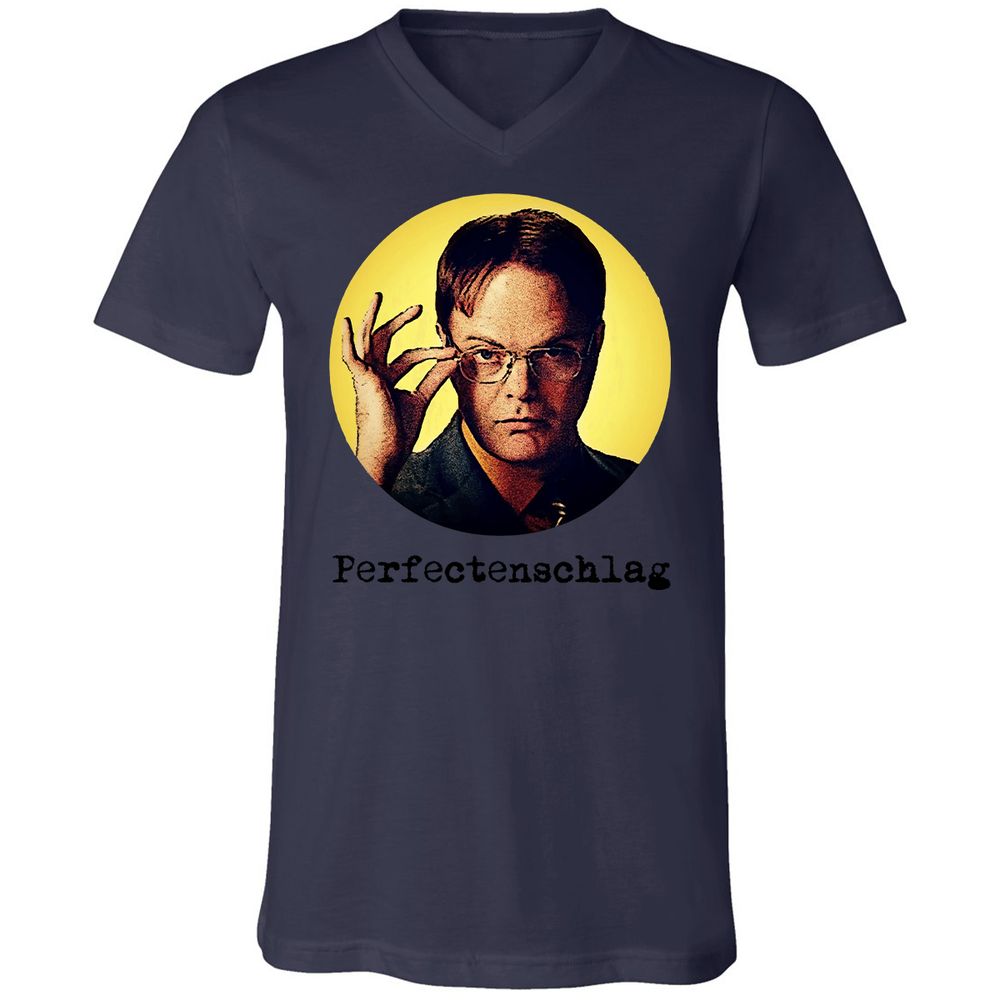 Unisex V-Neck T-Shirt - B7UVLTZT - Navy - 9