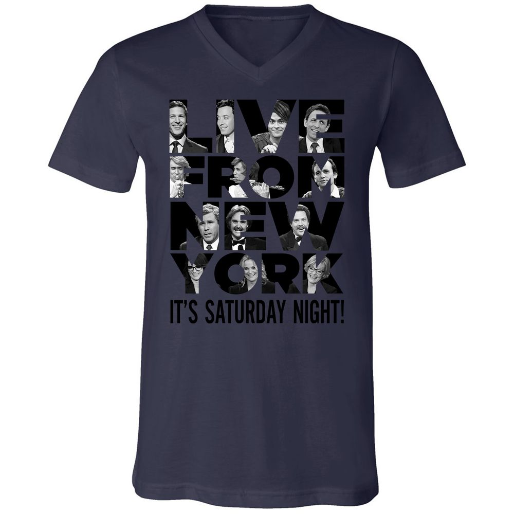Unisex V-Neck T-Shirt - JQFS7Z9D - Navy - 9