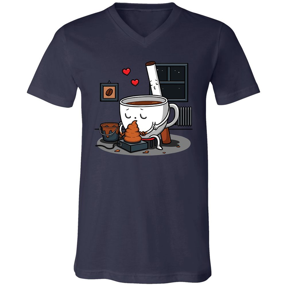 Unisex V-Neck T-Shirt - UFUZXEHZ - Navy - 9