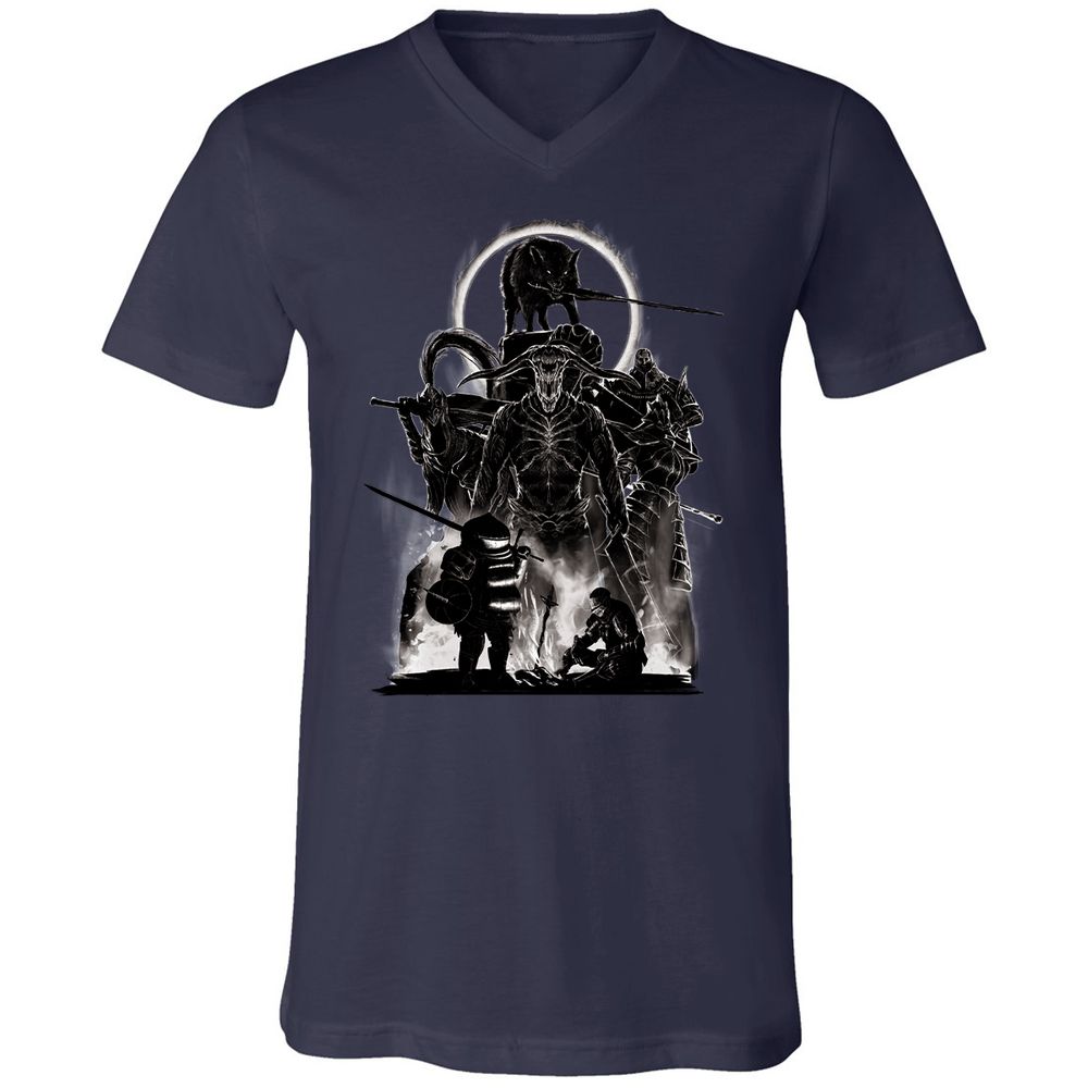 Unisex V-Neck T-Shirt - J7ELS2F8 - Navy - 9