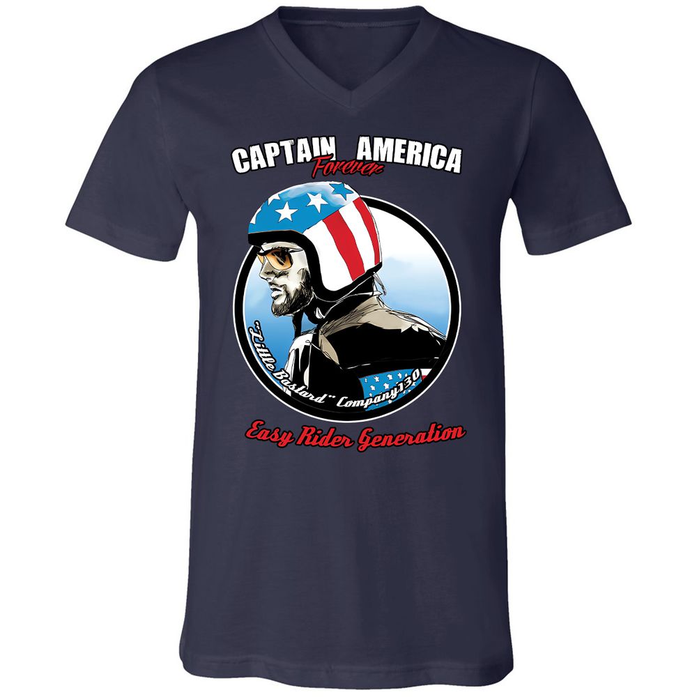 Unisex V-Neck T-Shirt - YNQJ91TR - Navy - 9