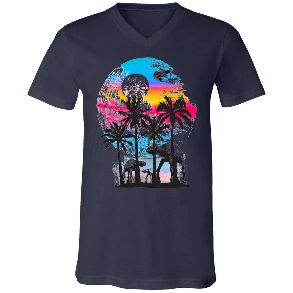 Unisex V-Neck T-Shirt - R7YBZ4DN - Navy - 9