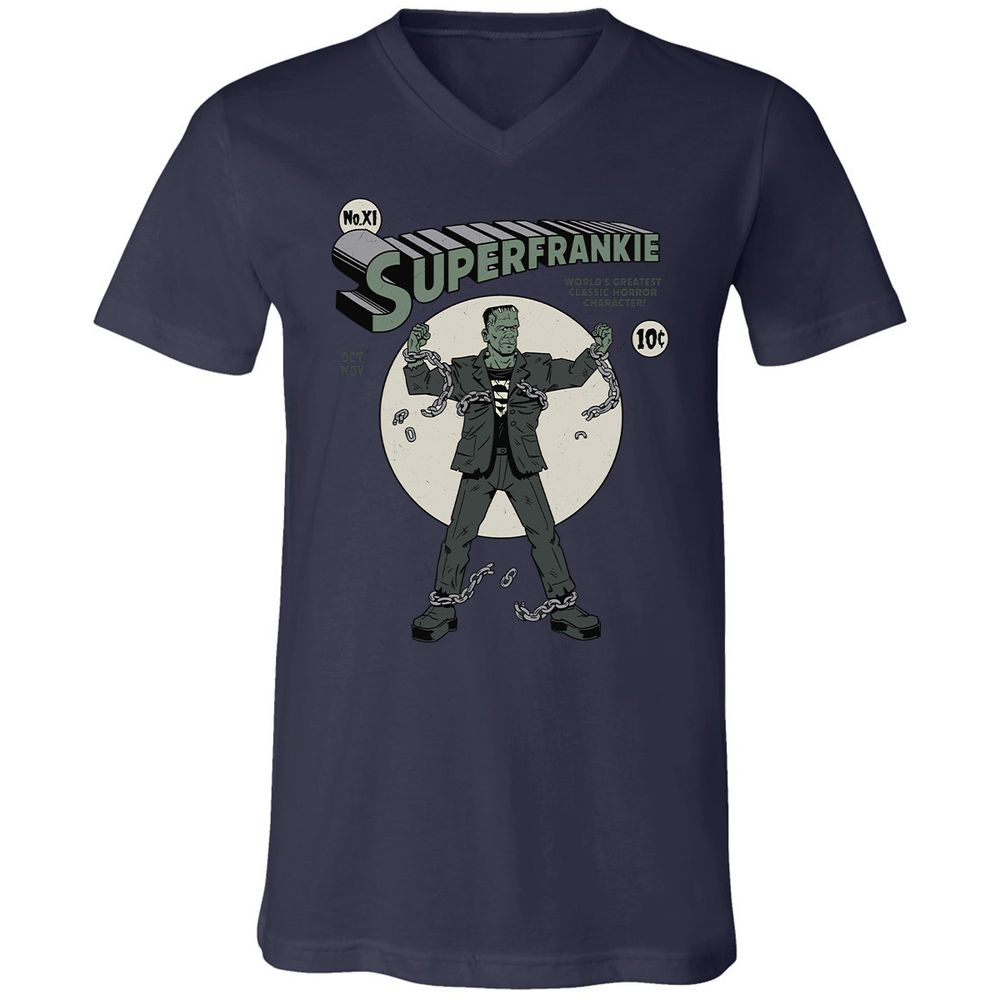 Unisex V-Neck T-Shirt - KBG7AU6R - Navy - 9